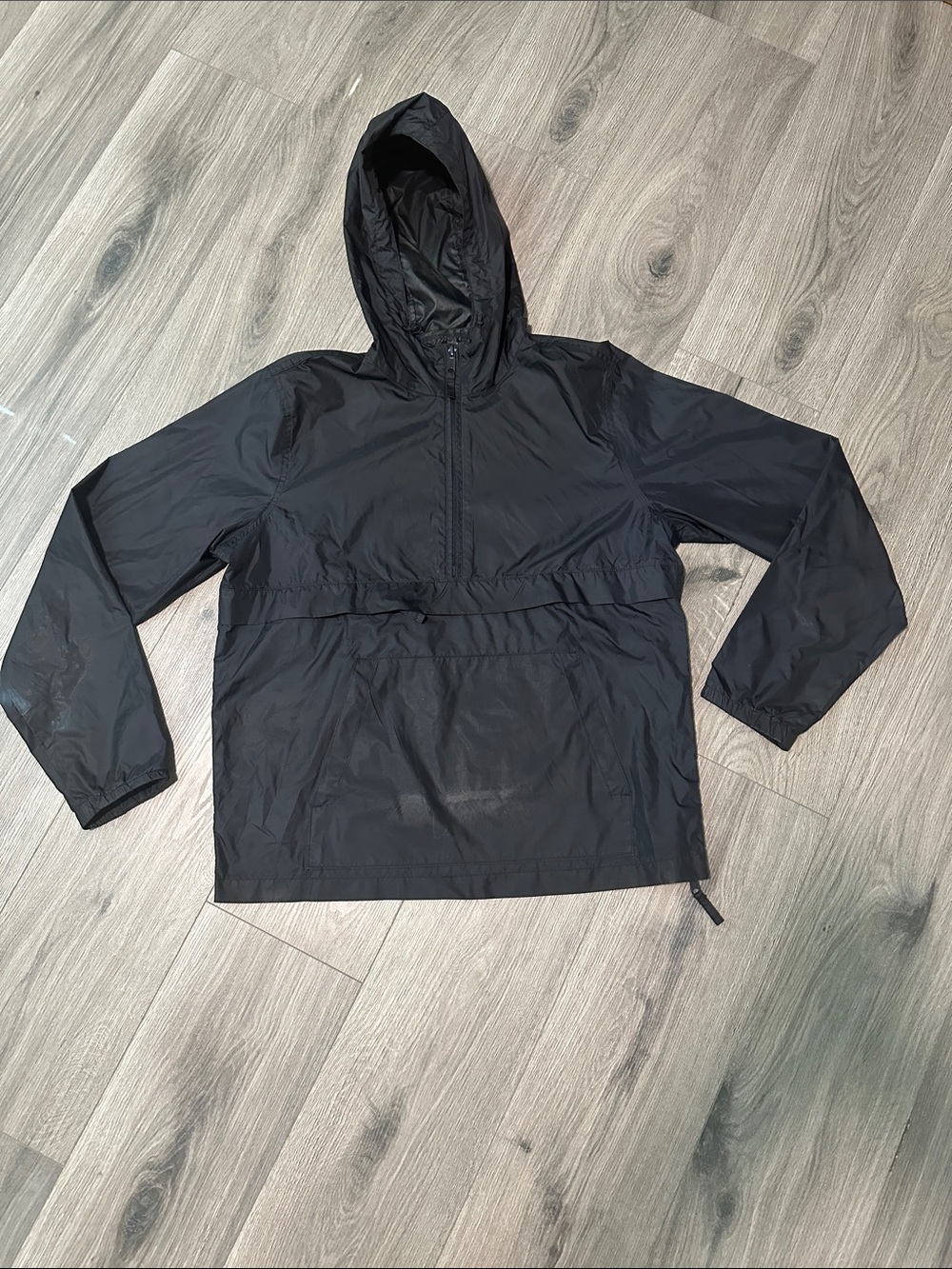 Old Navy Black Hooded Windbreaker Pullover